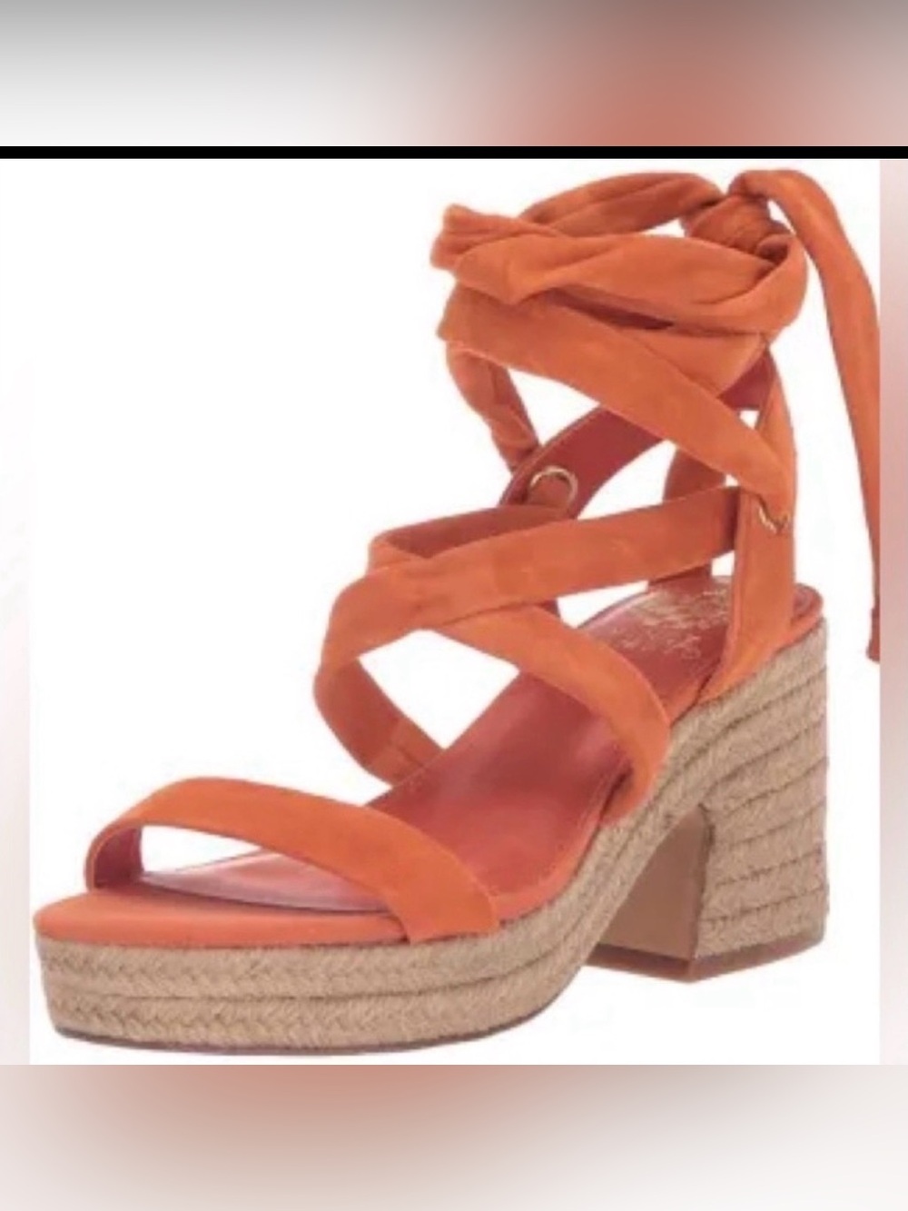 Vince Camuto Orange Suede Wrap Espadrille Wedge Sandals
